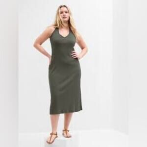 GAP ribbed halter midi dress in vintage palm XXL
